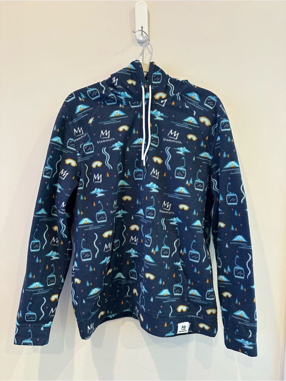 Jack & Sage Navy Patterned Pullover Hoodie with Teal & Yellow Accents